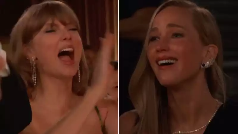 Taylor Swift and Jennifer Lawrence are excited about Emma Stone's Golden Globe win.