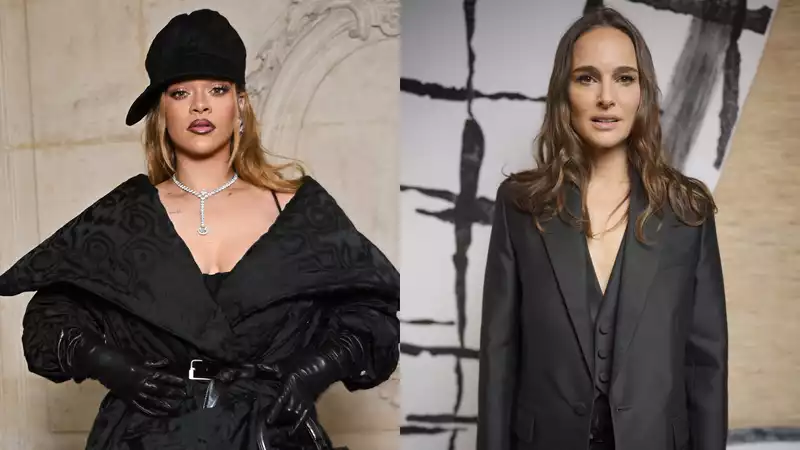 Rihanna and Natalie Portman meet at Paris Fashion Week and are jealous of each other